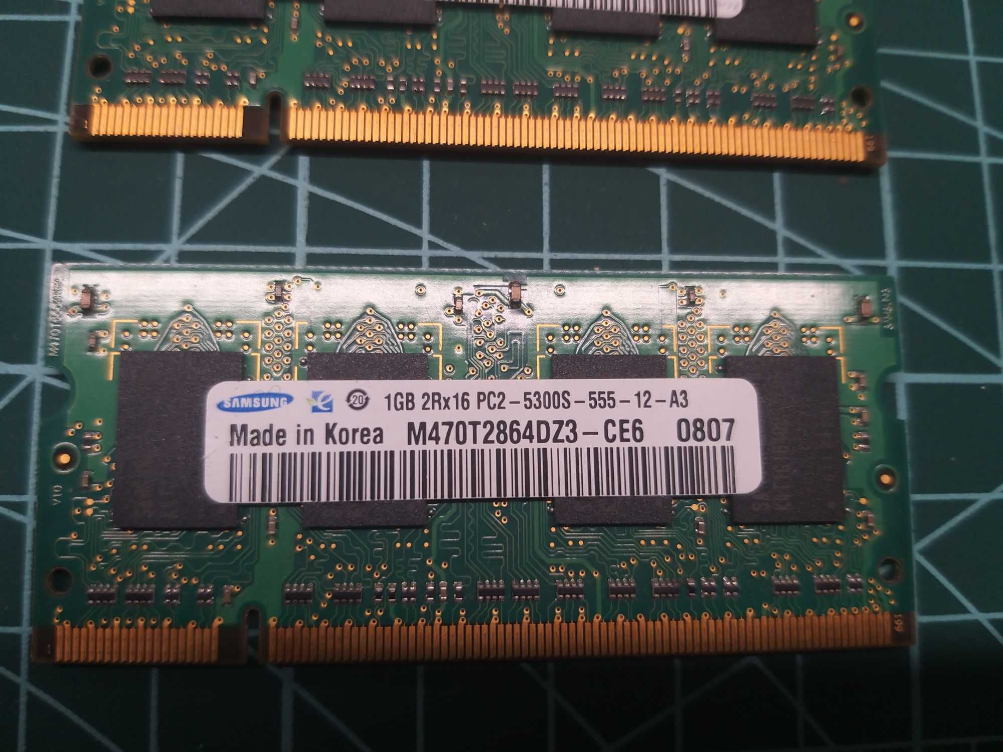 Memoria para Portátil: 2GB (1+1) RAM SAMSUNG