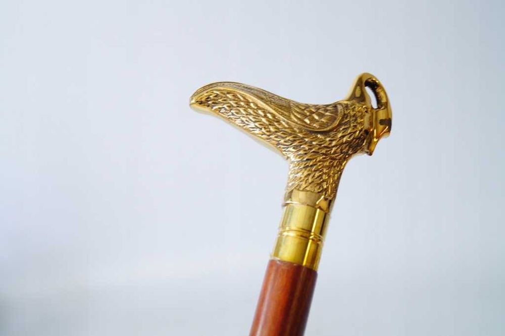 LASKA spacerowa ŁABĘDŹ mosiężny drewniana