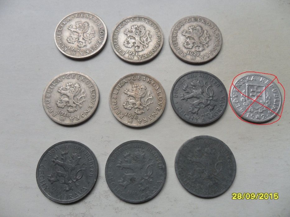 Монеты Чехии,Словакии и Моравии.