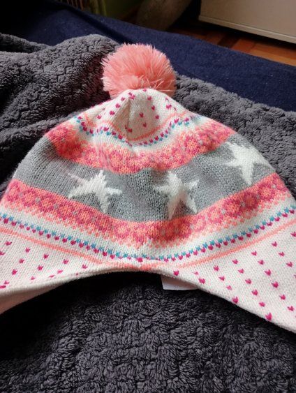 Czapka wiązana zimowa dziewcz. 54 cool c. i M. Miki 104/122 H&M.