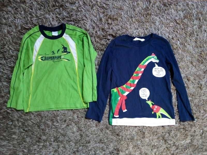 Zestaw Dwie świąteczne koszulki z długim rękawem rozmiar 128