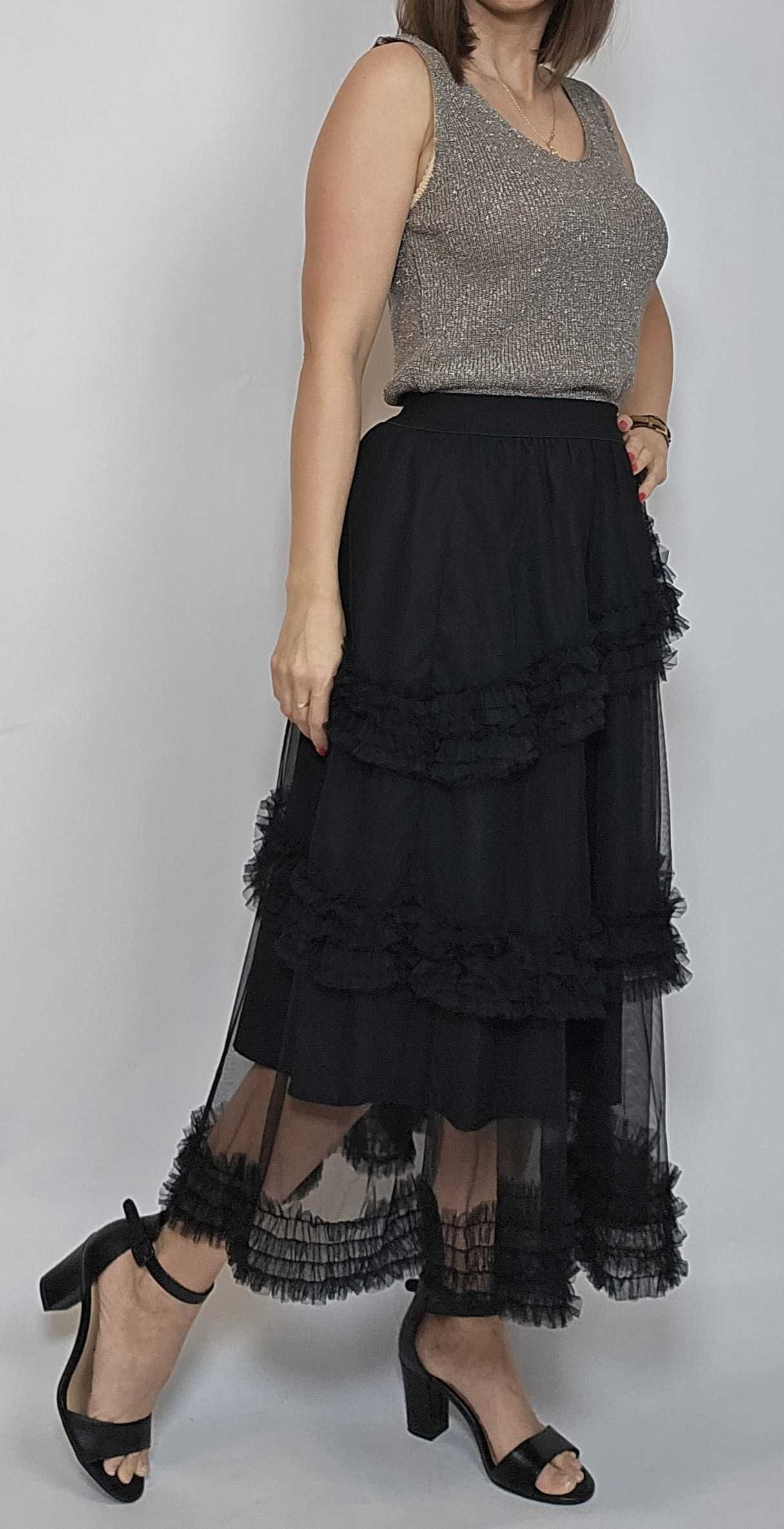 Spódnica spódniczka czarna tiulowa elegancka AZARA uni S M L XL