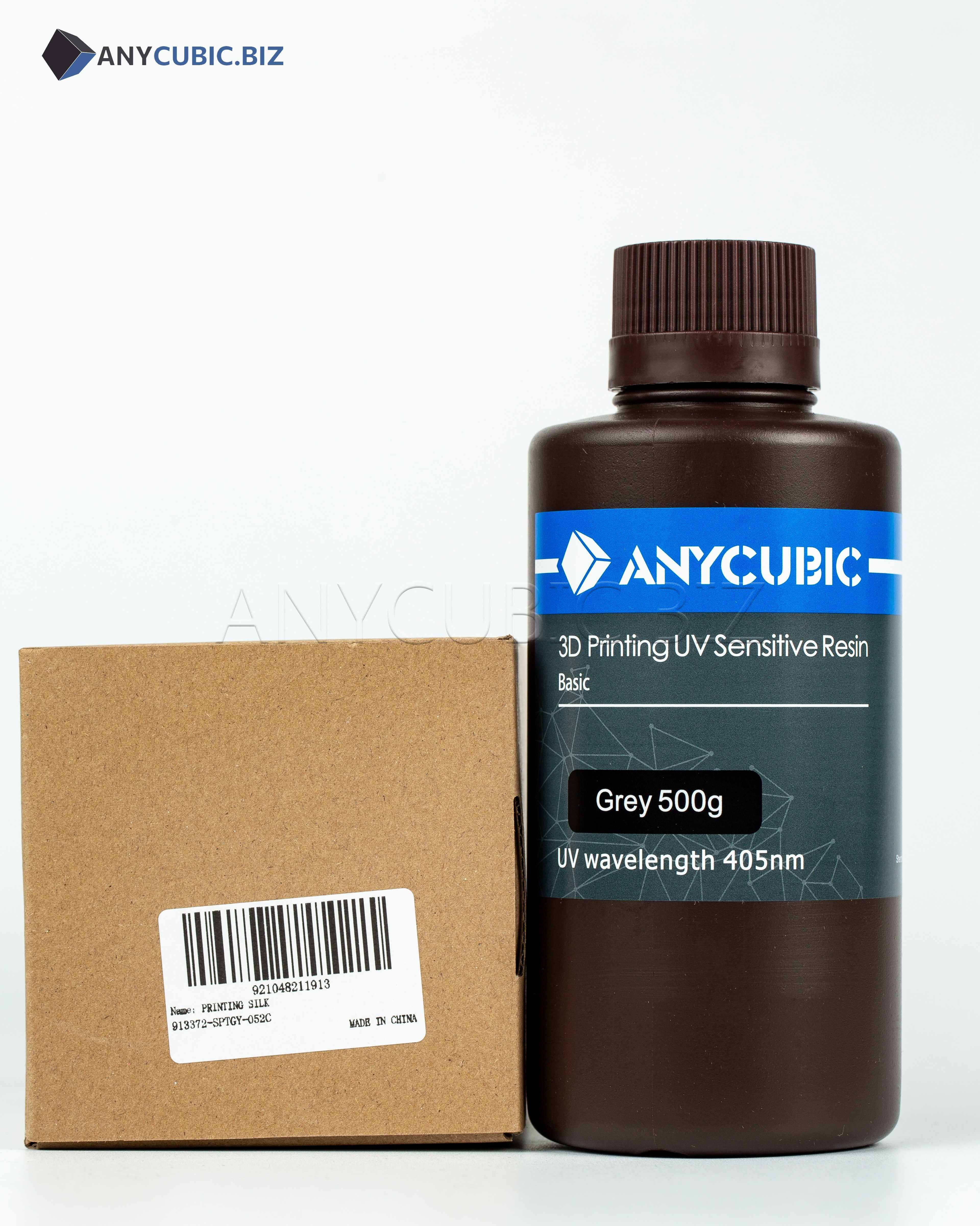 СЕРАЯ Фотополимерная Смола Anycubic UV basic resin GREY 0,5 кг