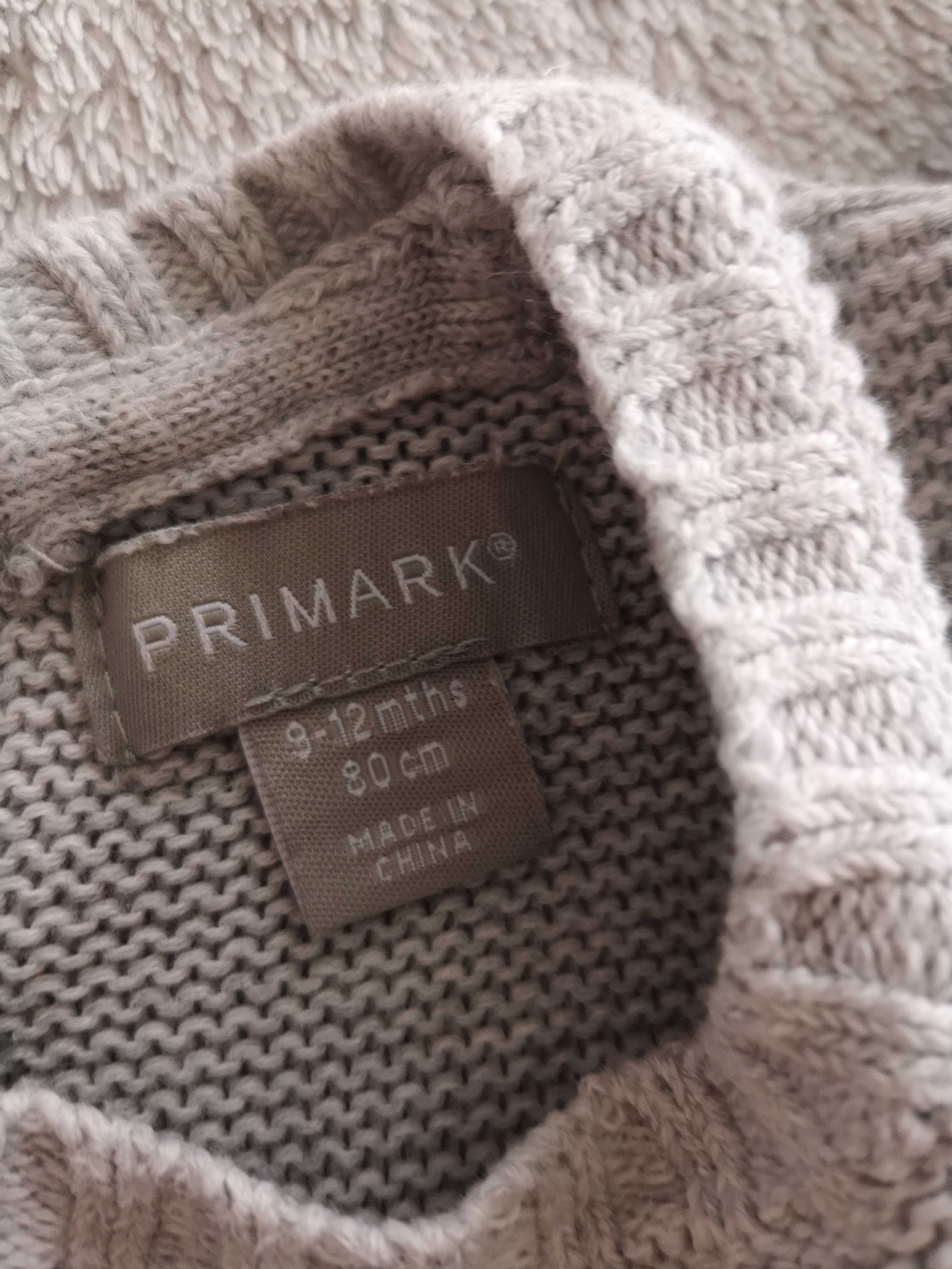 Elegancka sweterkowa sukienka z falbankami w króliki Primark 80 j nowa