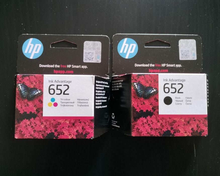 Oryginalny komplet tuszy do drukarki HP: HP 652 Black + HP 652 Color.