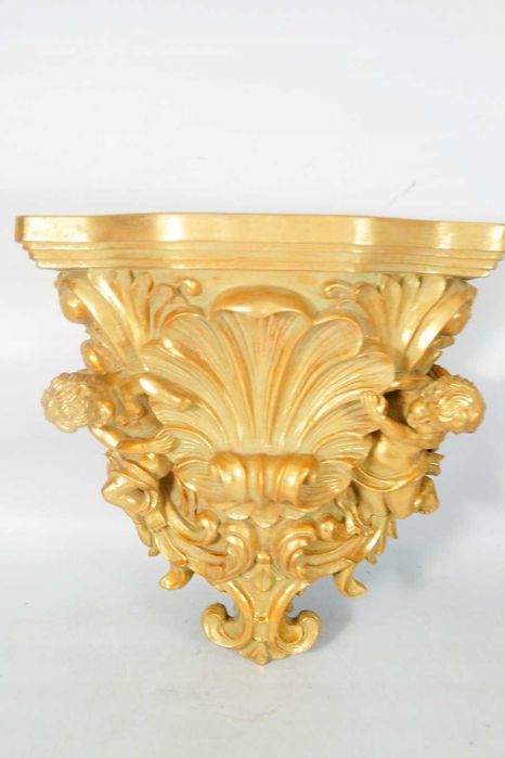 Duża złota barokowa konsolka półka PIĘKNA anioły