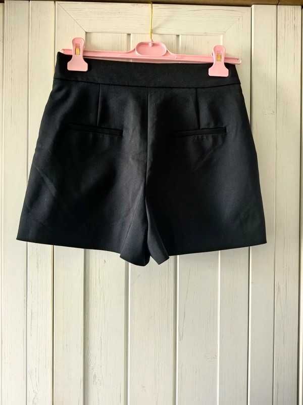 Eleganckie czarne szorty Zara, wysoki stan, XS/S, 34/36, casual, basic