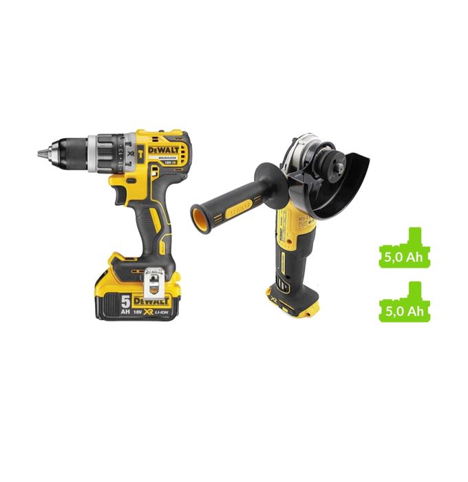 Дриль-шуроповерт DEWALT DCD796 + шліфмашинка DCG405 2x 5.0Ah зарядне