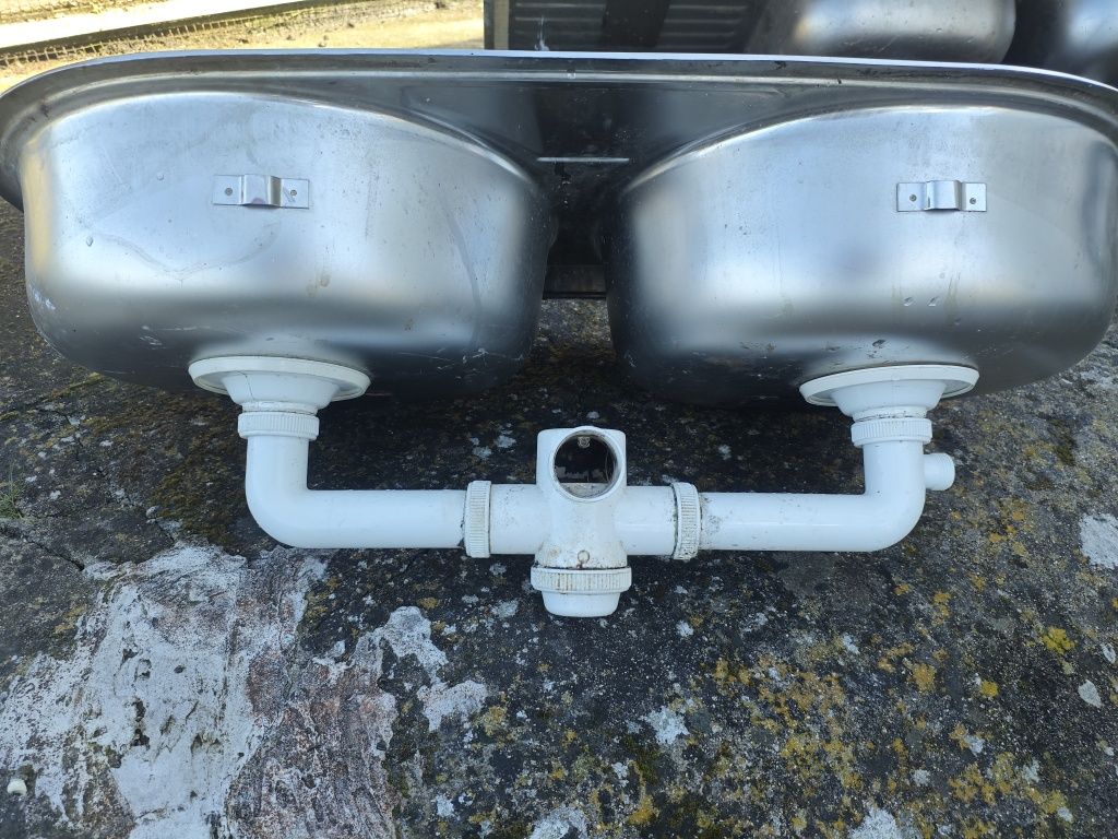 Lava loiça de inox duas pias