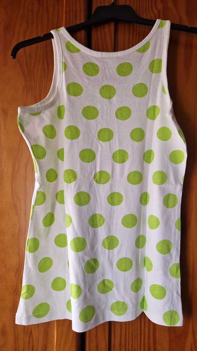 T-Shirt, Zara Kids, cor branca às bolas verdes, tamanho 13-14 anos