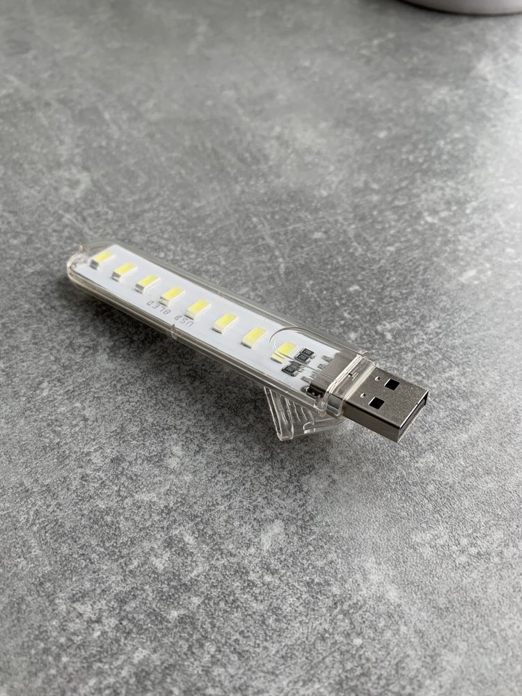 Mini usb портативна лед лампа 8 діодів