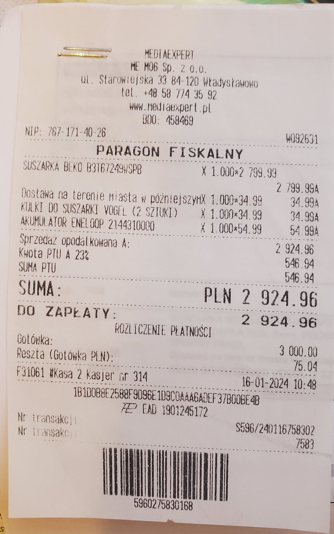 Suszarka Beko b3t67249wspb na gwarancji