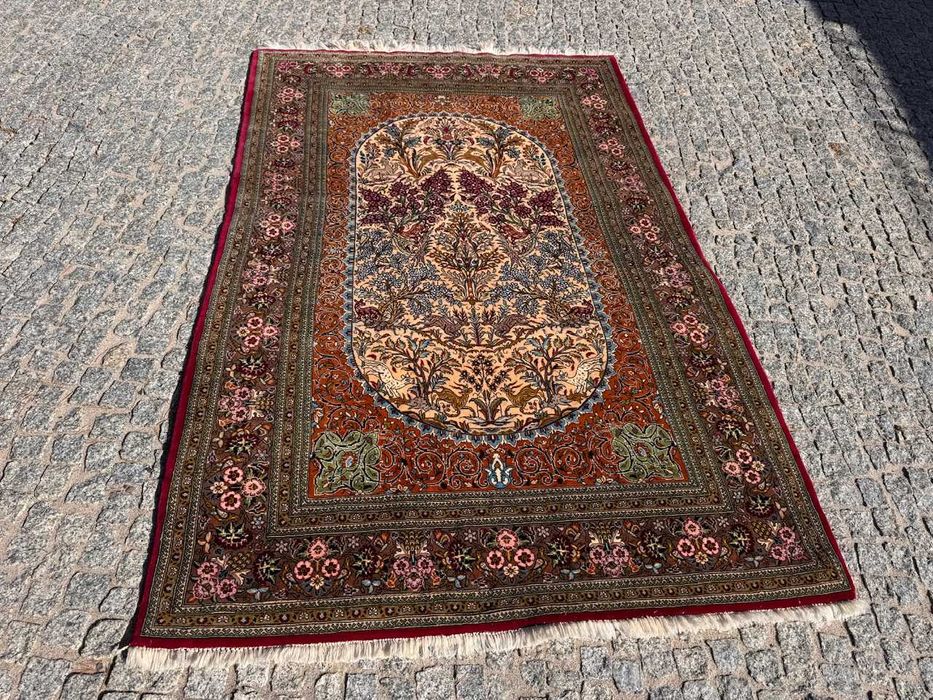 Nowy dywan perski r.tkany kaszmirowy Ghoum Figural 220x140 gal 38tyś