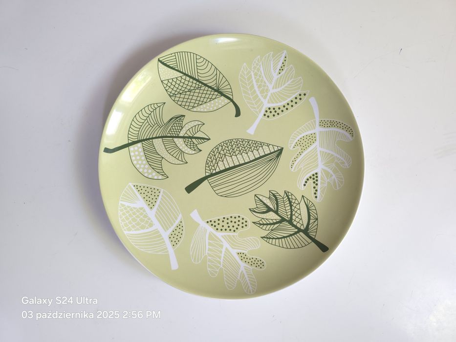 Ikea Talerz duży 30 cm zielony liście