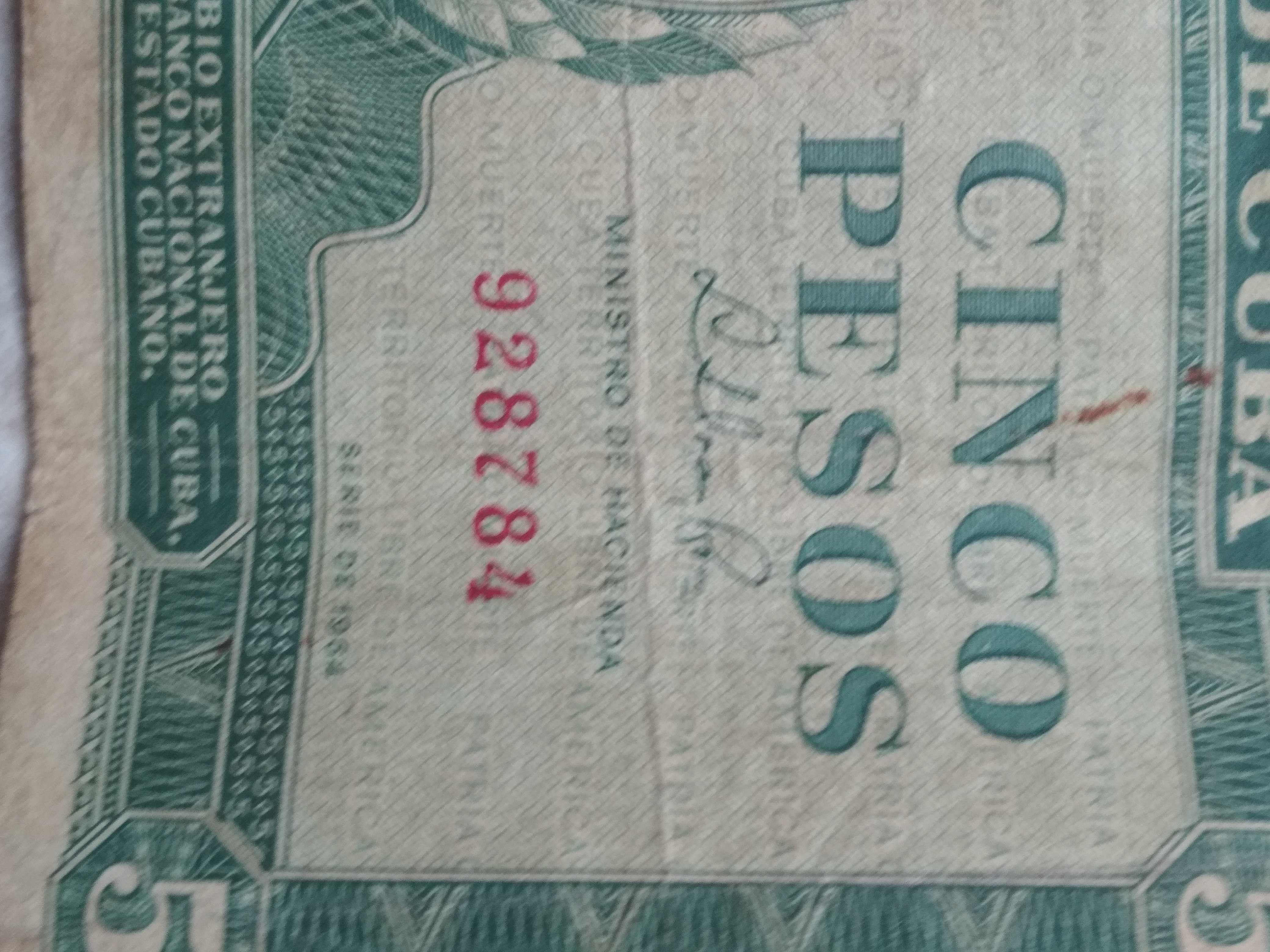 Banknot kubański - 5 pesos z 1964 roku