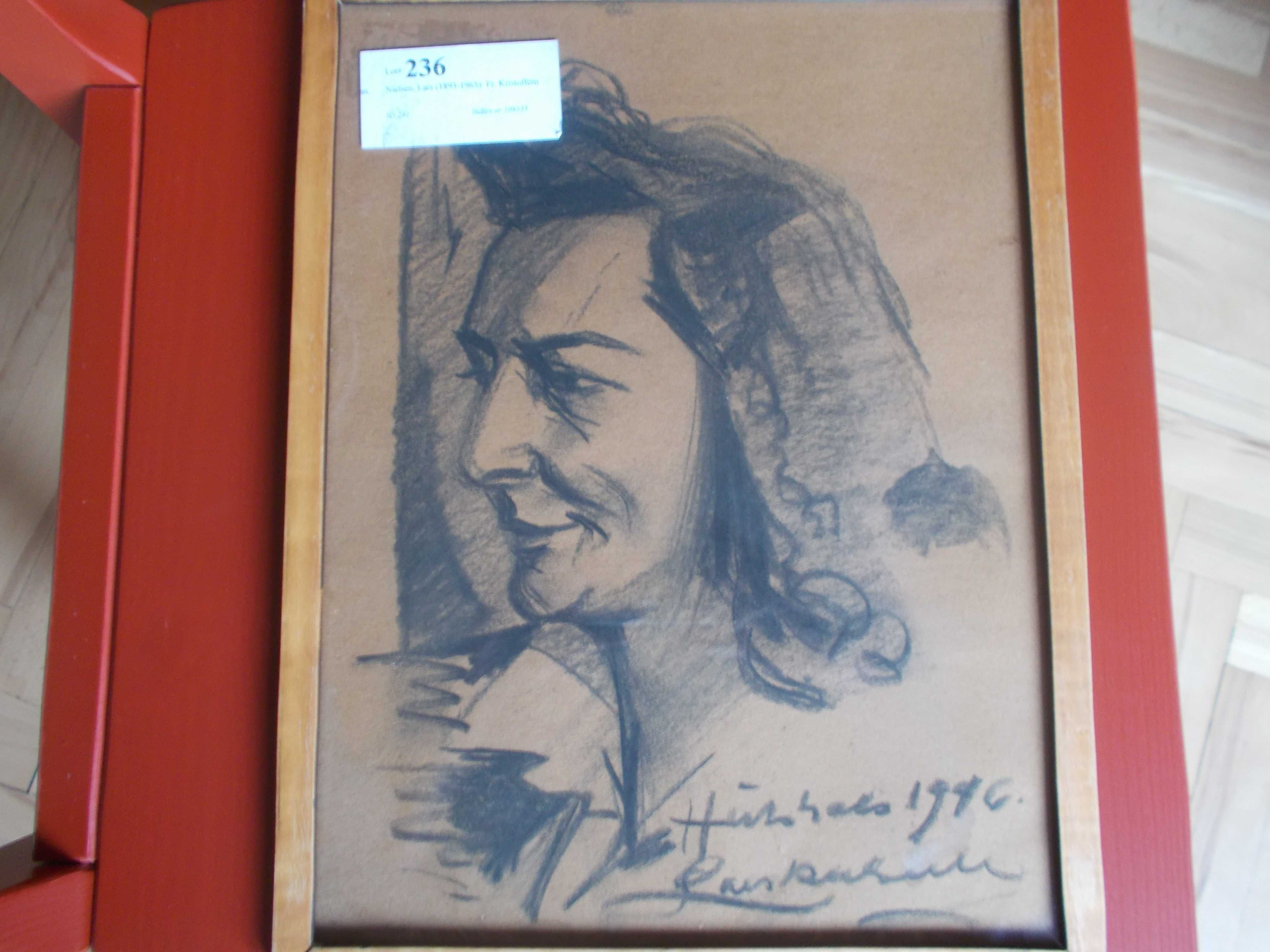 Starocie - sztuka - rysunek kolekcjonerski z 1946 r. Lars Nielsen