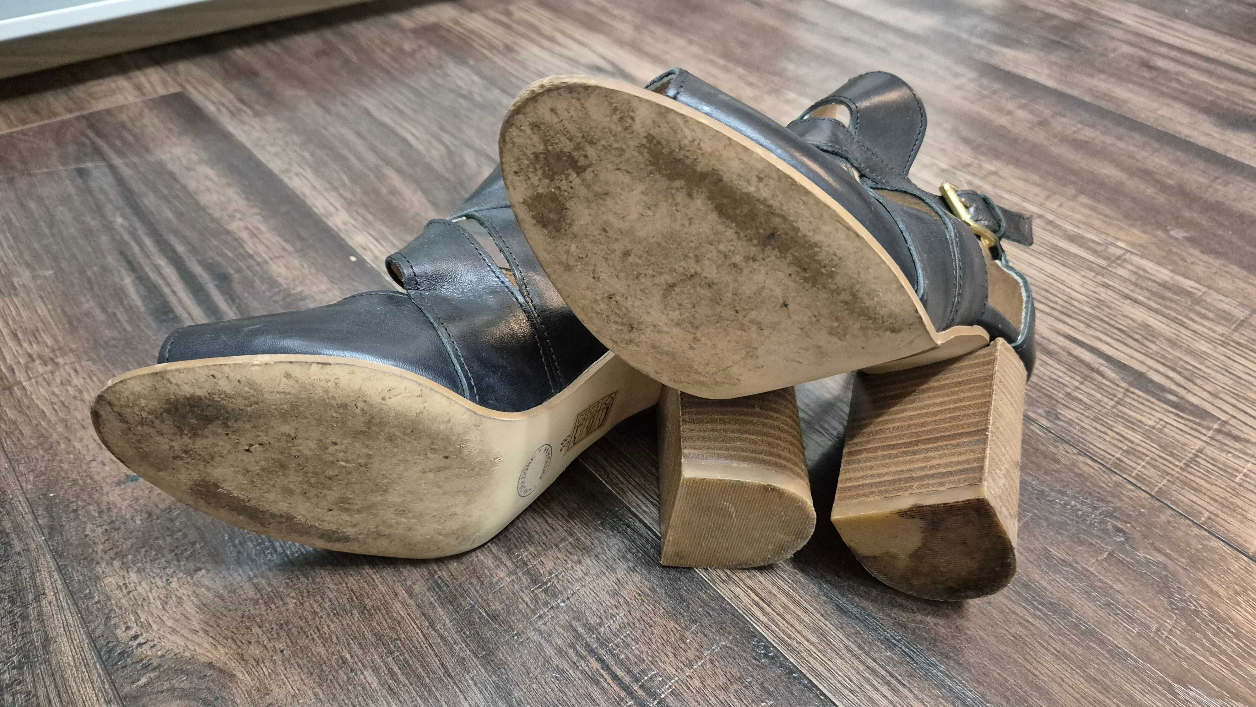 036 D buty sandały na słupku jonak skóra naturalna czarne rozm 38