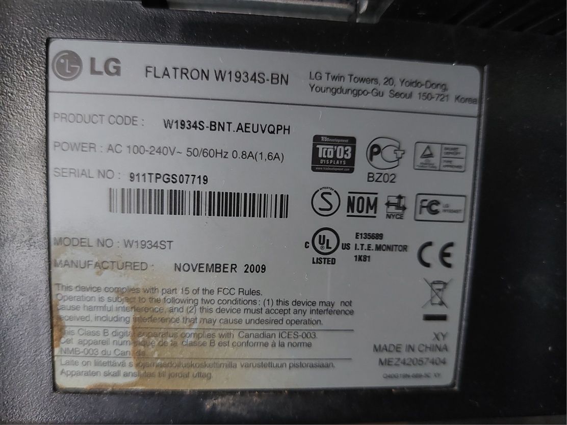 Monitor LG Flatron W1934S-BN