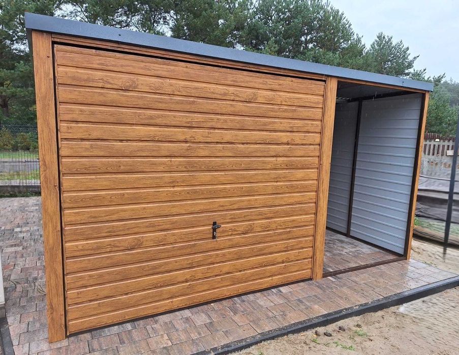 Garaż blaszany Blaszak Wzmocniony DREWNOPODOBNY Garaże 3x5 3x6 4x5 4x6