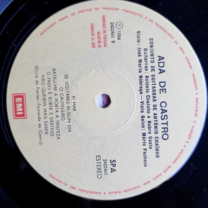 Ada de Castro LP fado Alguem Mandou-me Violetas (1984)