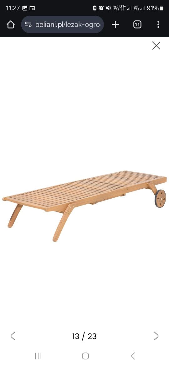 Leżak, lite drewno tekowe,