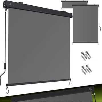 Markiza Pionowa Roleta Zewnętrzna Mechanizm Korby Ręczna 160x250 Szara
