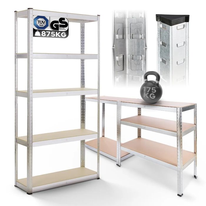 Regał magazynowy 180x90x40 875 kg | 5 półek MDF | ocynkowany