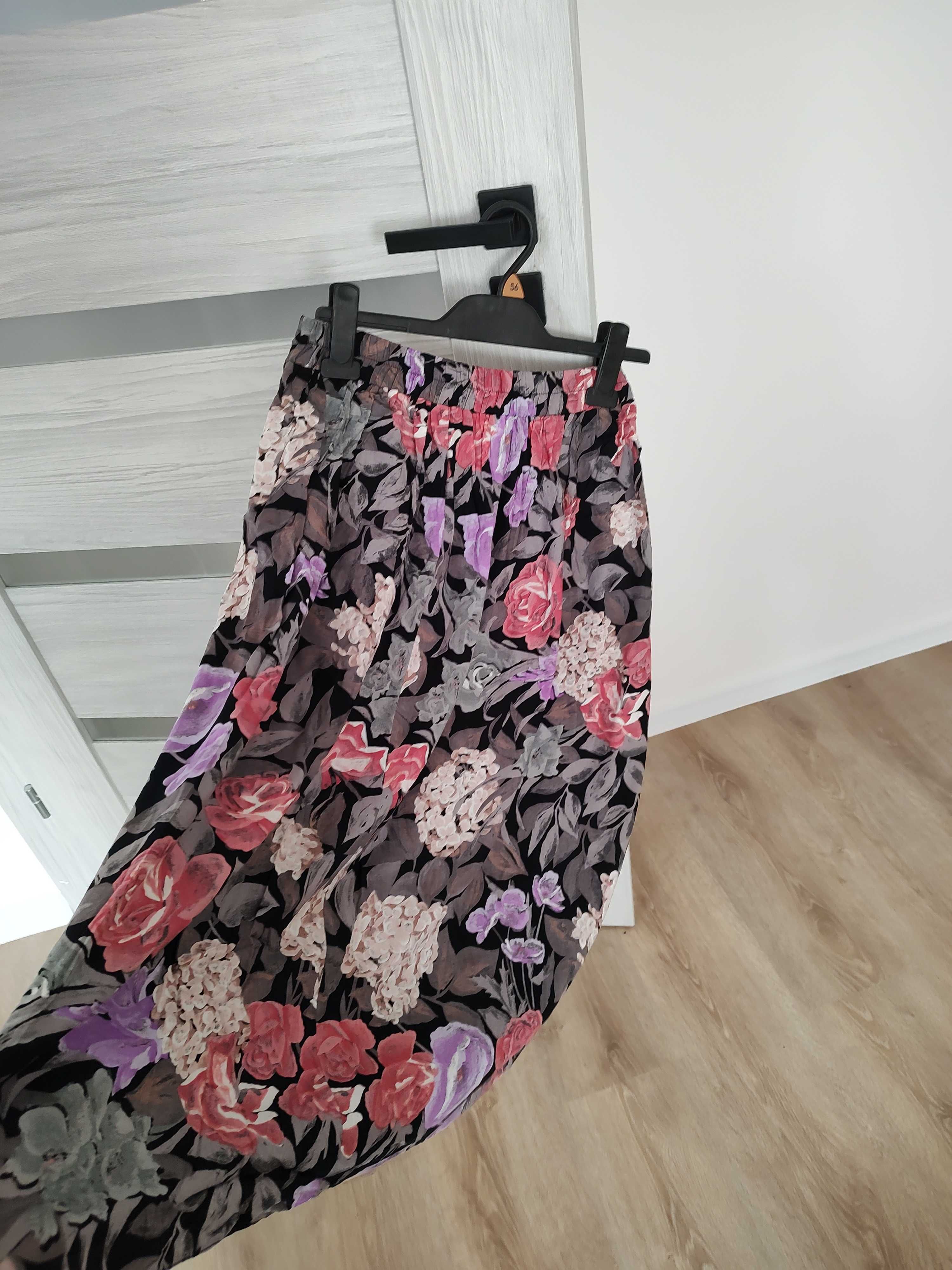 Spódnica letnia w kwiaty kolorowe na gumce 14 bhs m l xl