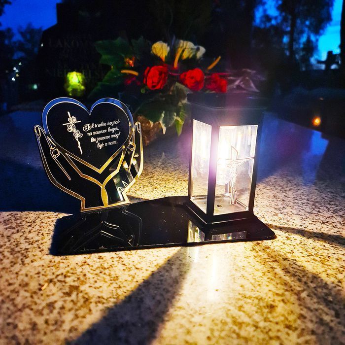 Solarny znicz LED STATUETKA NA CMENTARZ GRÓB DUŻA wieczna lampka