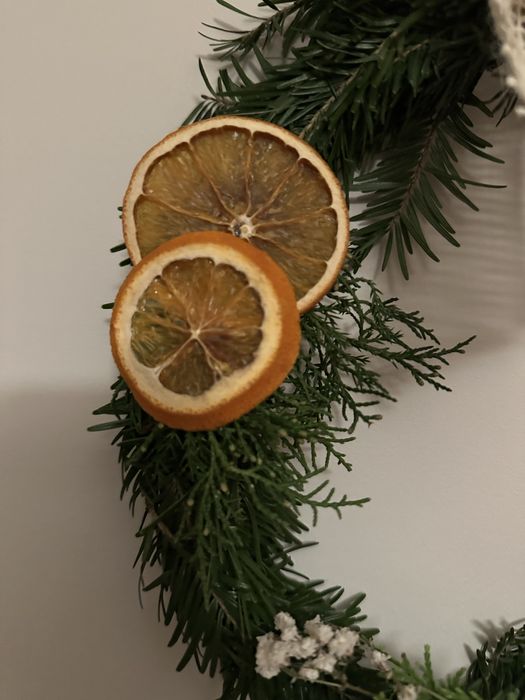 Naturalny ręcznie robiony wianek jesienny zimowy rękodzieło 27cm