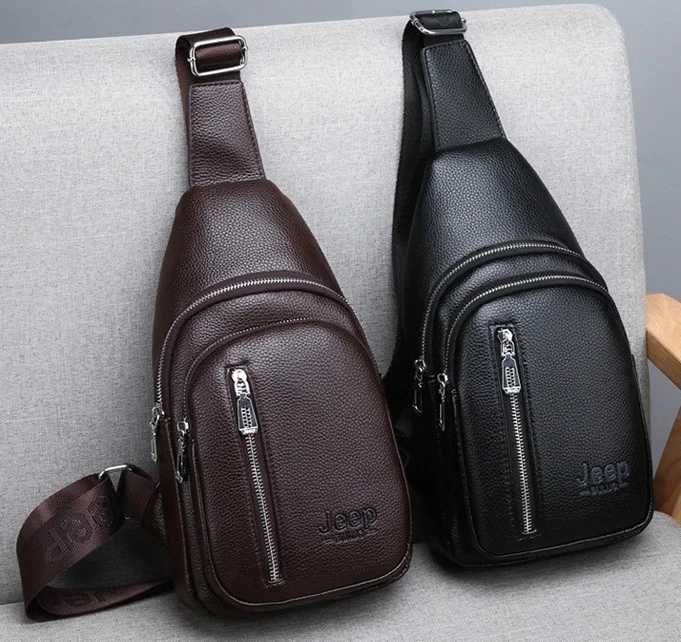 Чоловіча кожаная сумка бананка мужская барсетка  на груди Jeep