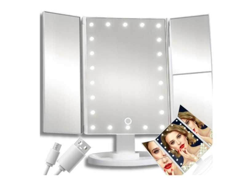 Podświetlane lusterko led do makijażu kosmetyczne rozkładane lustro