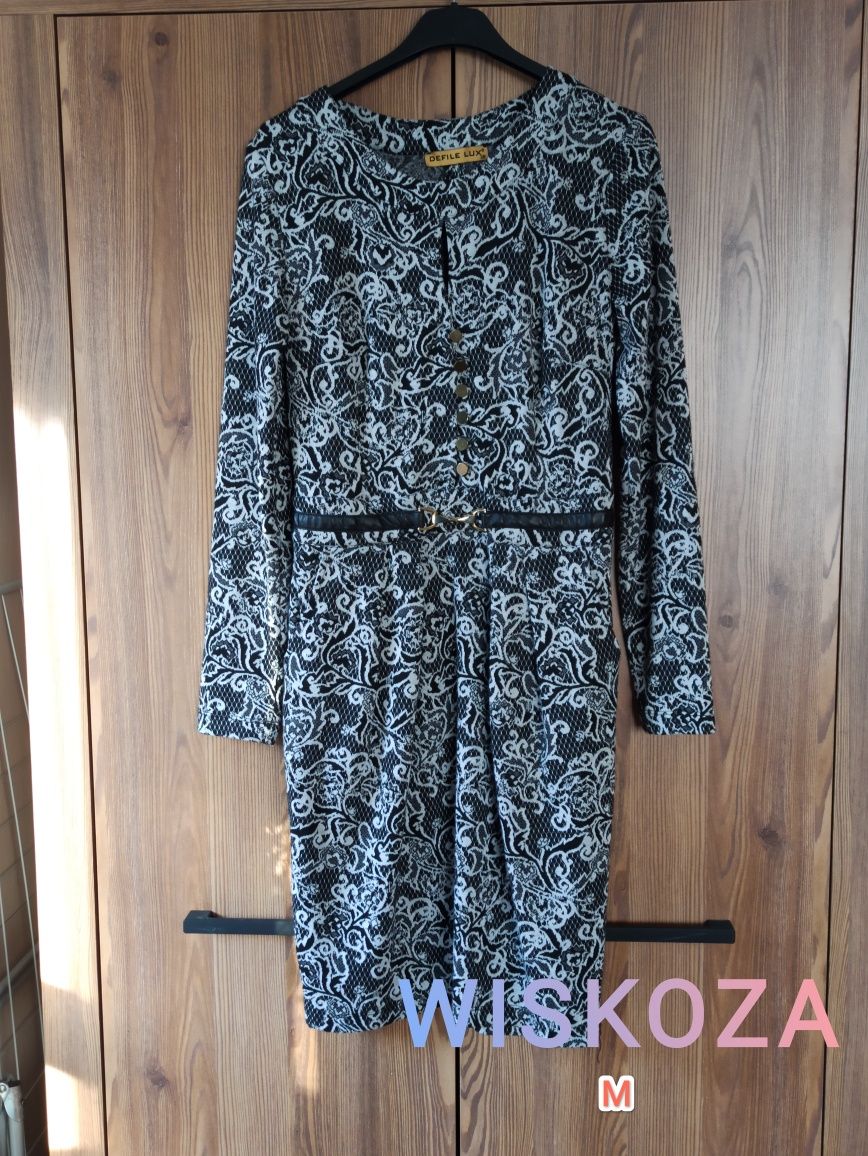 Sukienka wiskoza wzorzysta M elegancka