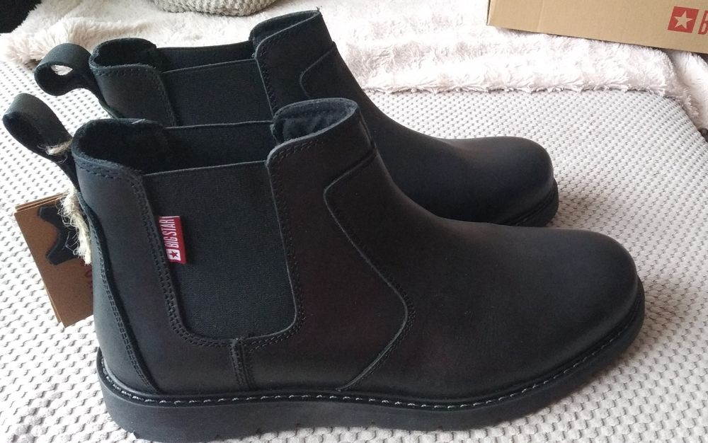 Sztyblety buty męskie czarne skórzane Big Star 45