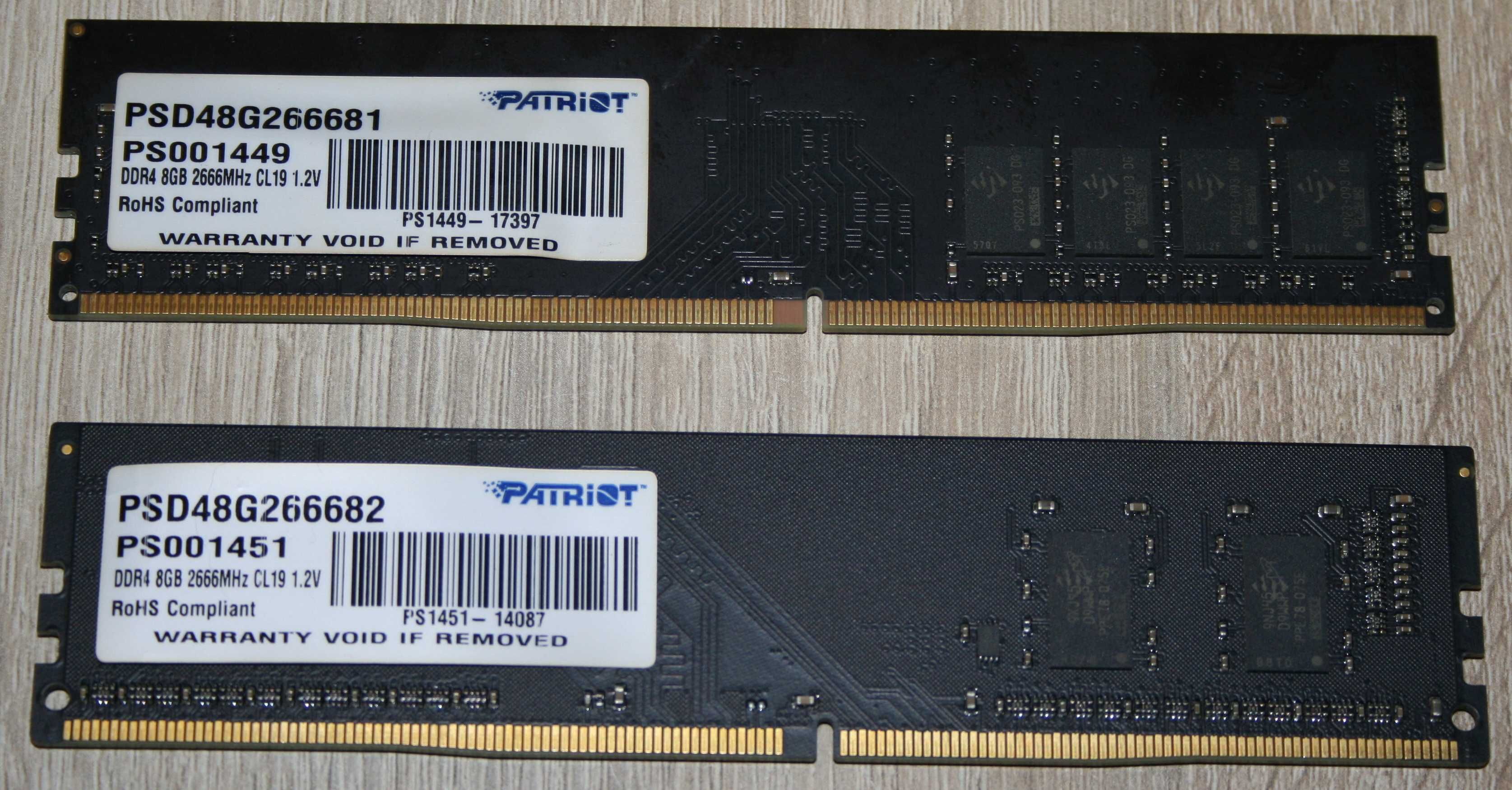 Pamięć RAM Patriot DDR4 DIMM 2x8GB 2666MHz CL19 sprawna z demontażu