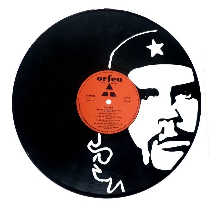 Silhueta decorativa Che Guevara feita de um disco de vinil LP