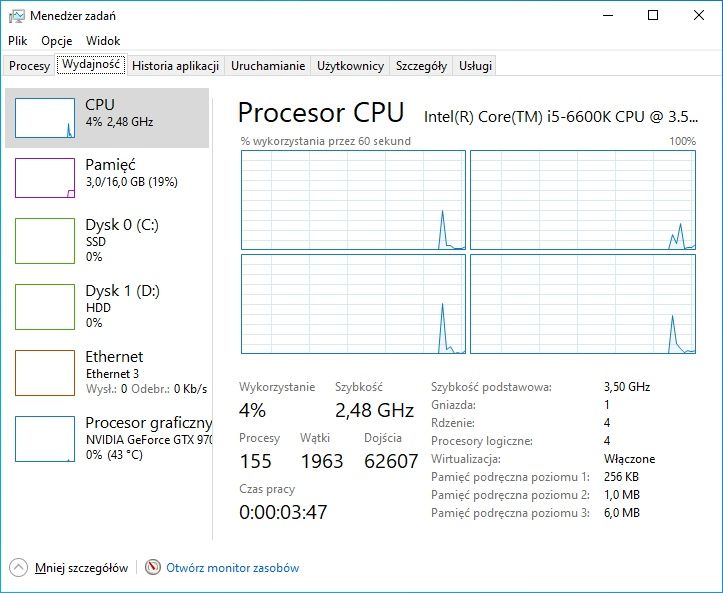 Komputer stacjonarny - i5 6600K / GTX 970 / 16 GB RAM