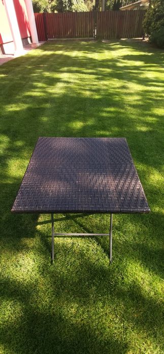 Meble ogrodowe rattan stół, krzesła komplet brąz