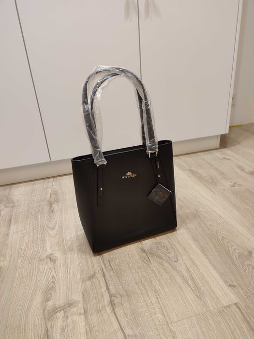 Skórzana torebka Wittchen czarna 31x31x33 cm