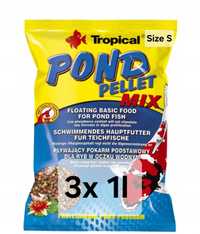 Pond Pellet Mix S 3x 1 litr, Pokarm Ryby Sadzawka Staw Koi 3l Tropical