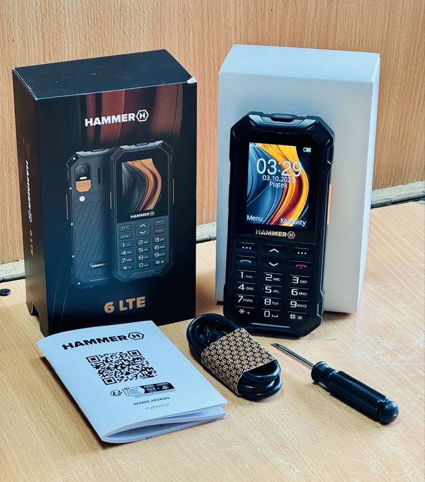 Telefon pancerny klawiszowy Hammer 6 LTE - Komplet - Dla seniora