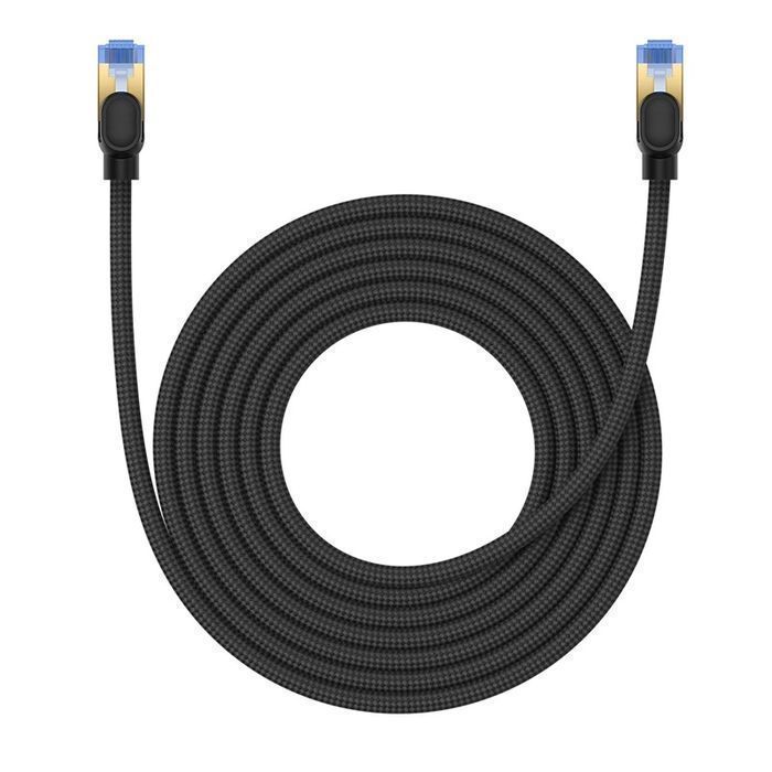 Baseus Szybki Kabel Internetowy Rj45 Cat.7 10Gbps 5M Pleciony Czarny