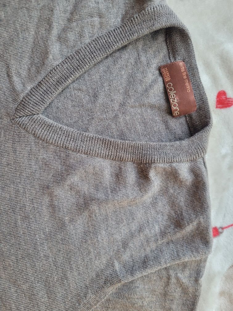 Sweter swetr r S M merino 100proc extra Fine termiczny wełna