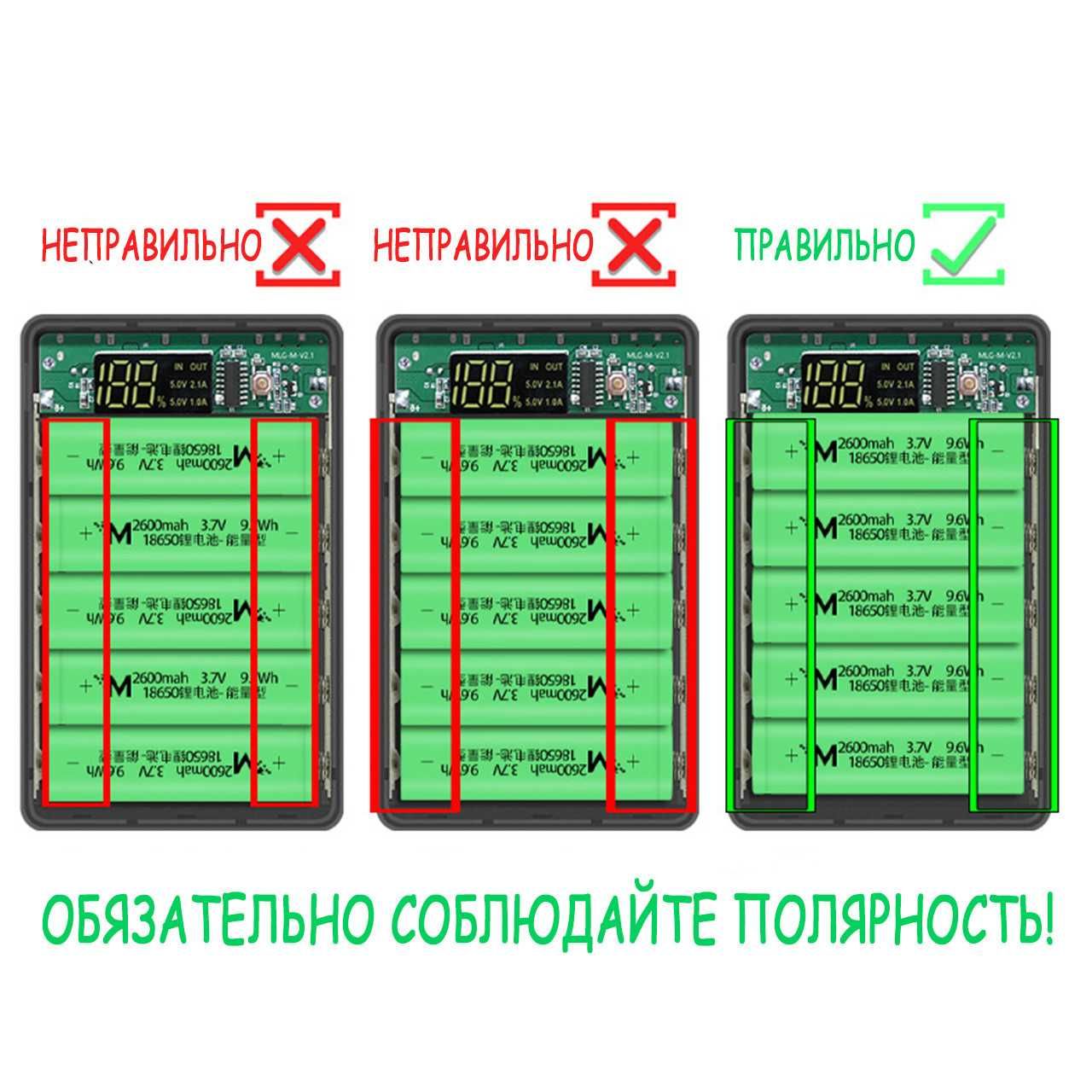 Корпус повербанка без аккумуляторов на 5шт 18650 USB Type C, micro USB