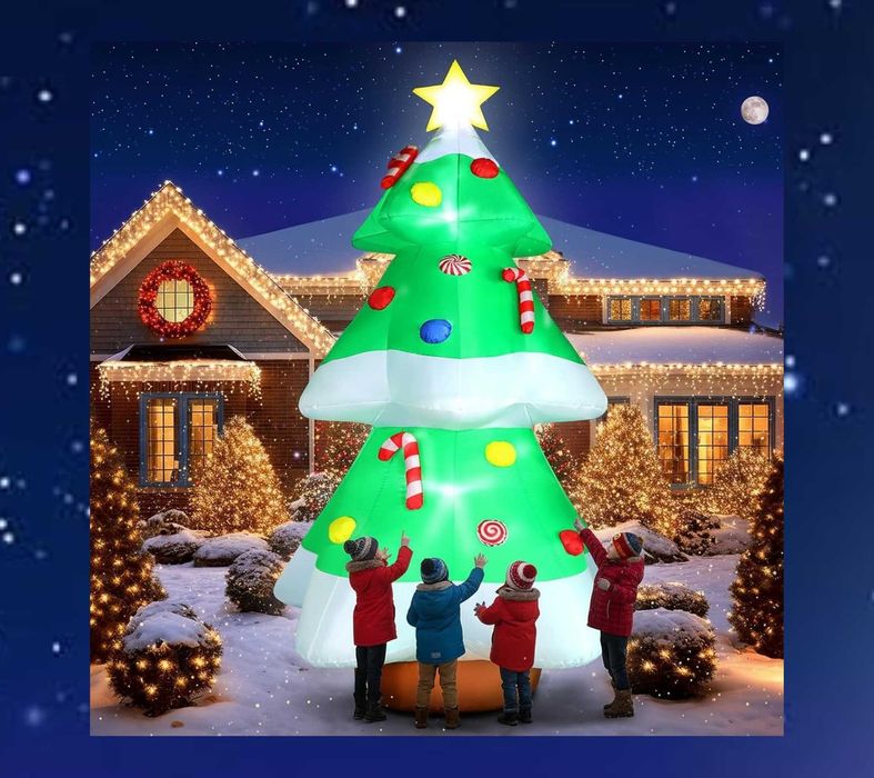 NOWA choinka sztuczna ozdoba świąteczna do ogrodu sople mikołaj LED 3m