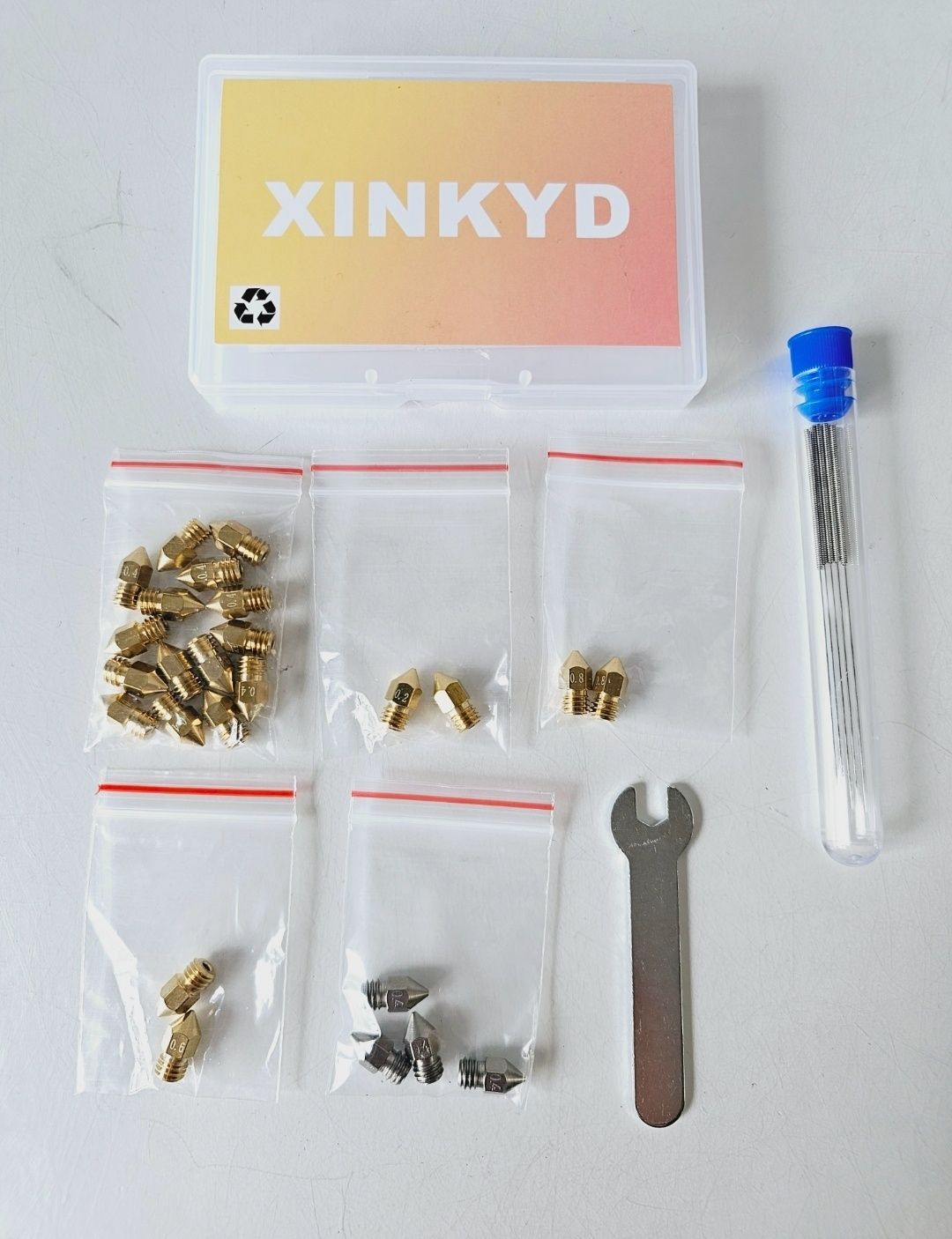 Zestaw 25 x dysza MK8 mosiężna do drukarki 3D Ender 0,2 0,4 0,6 0,8 mm