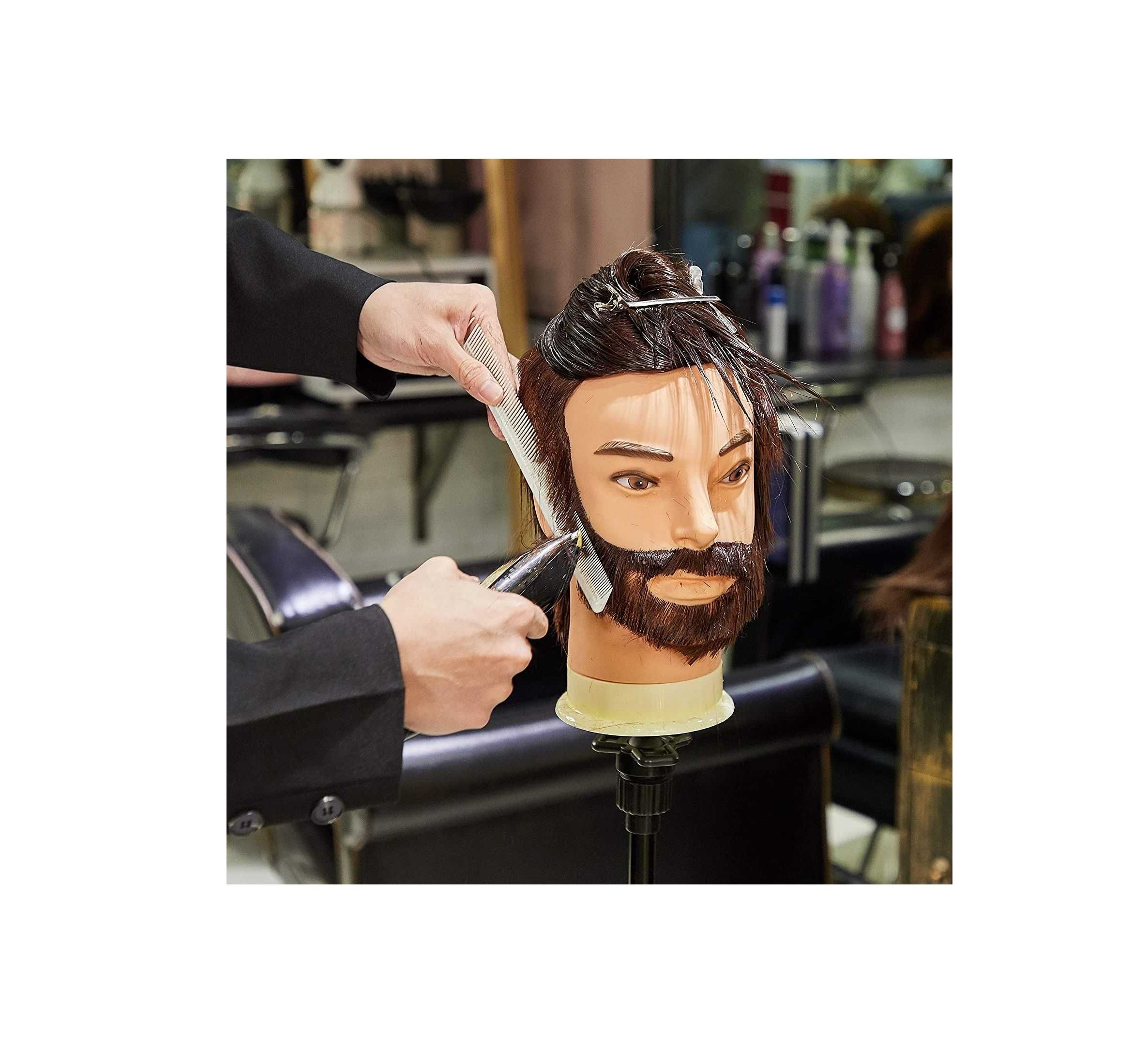 Cabeça de Treino Masculino Cabeleireiro e Barbeiro 100% Cabelo Humano