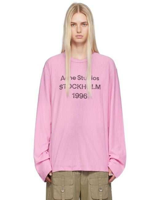 Лонгслів Acne Studios Stamp Logo Long Sleeve Candy Pink