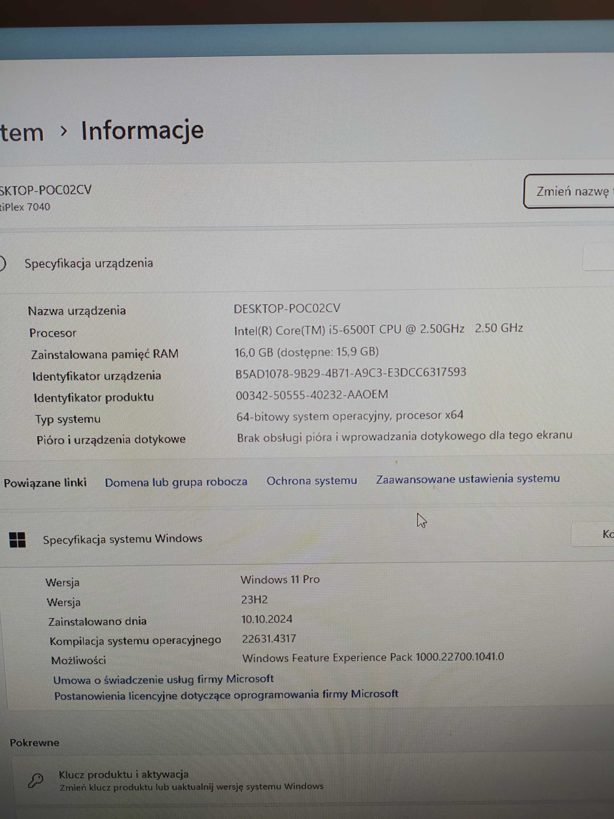 Dell Optiplex 7040 16 GB i5-6500t/500GB SSD