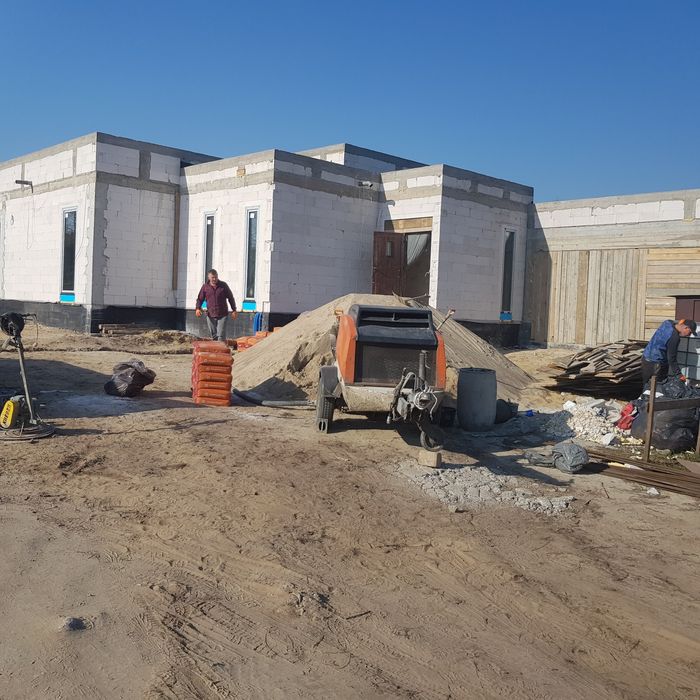 Wylewki posadzki mixokretem, mixokret. Układanie styropianu.STYROBETON